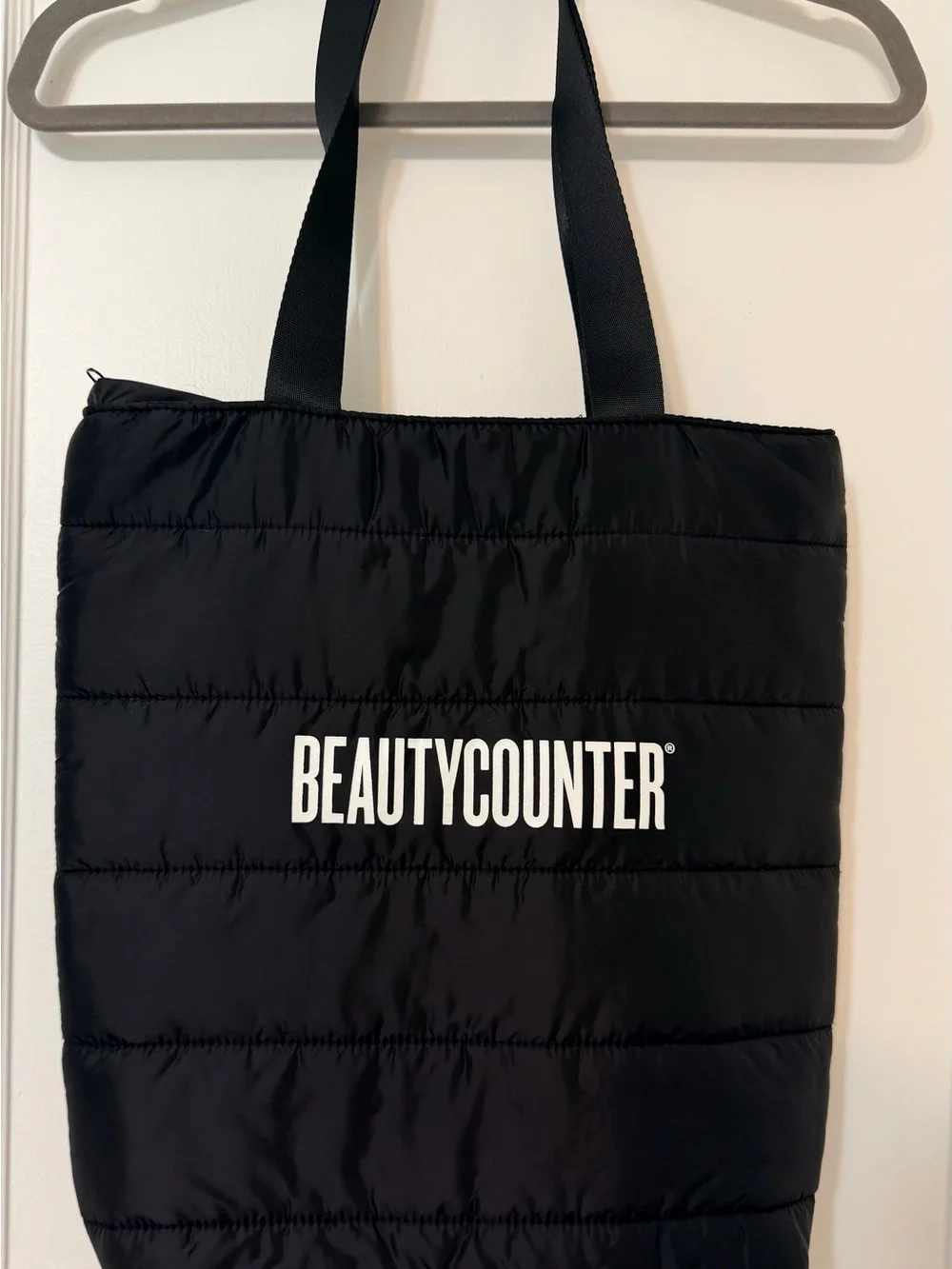 beautycounter Black Quilted Logo Tote